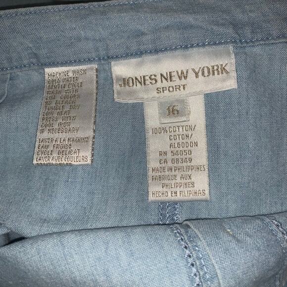 Vintage Jones New York Chambray Denim Midi Skirt 16 100% Cotton Light Wash - Picture 8 of 8